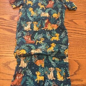Little Sleepies Lion King Print Pajama Set - Green and Yellow- Shorts